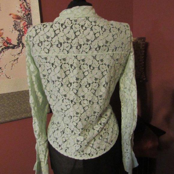 *SOLD* 💚 Mint Green Lace Front Tie Blouse - XLJ - Picture 3 of 10